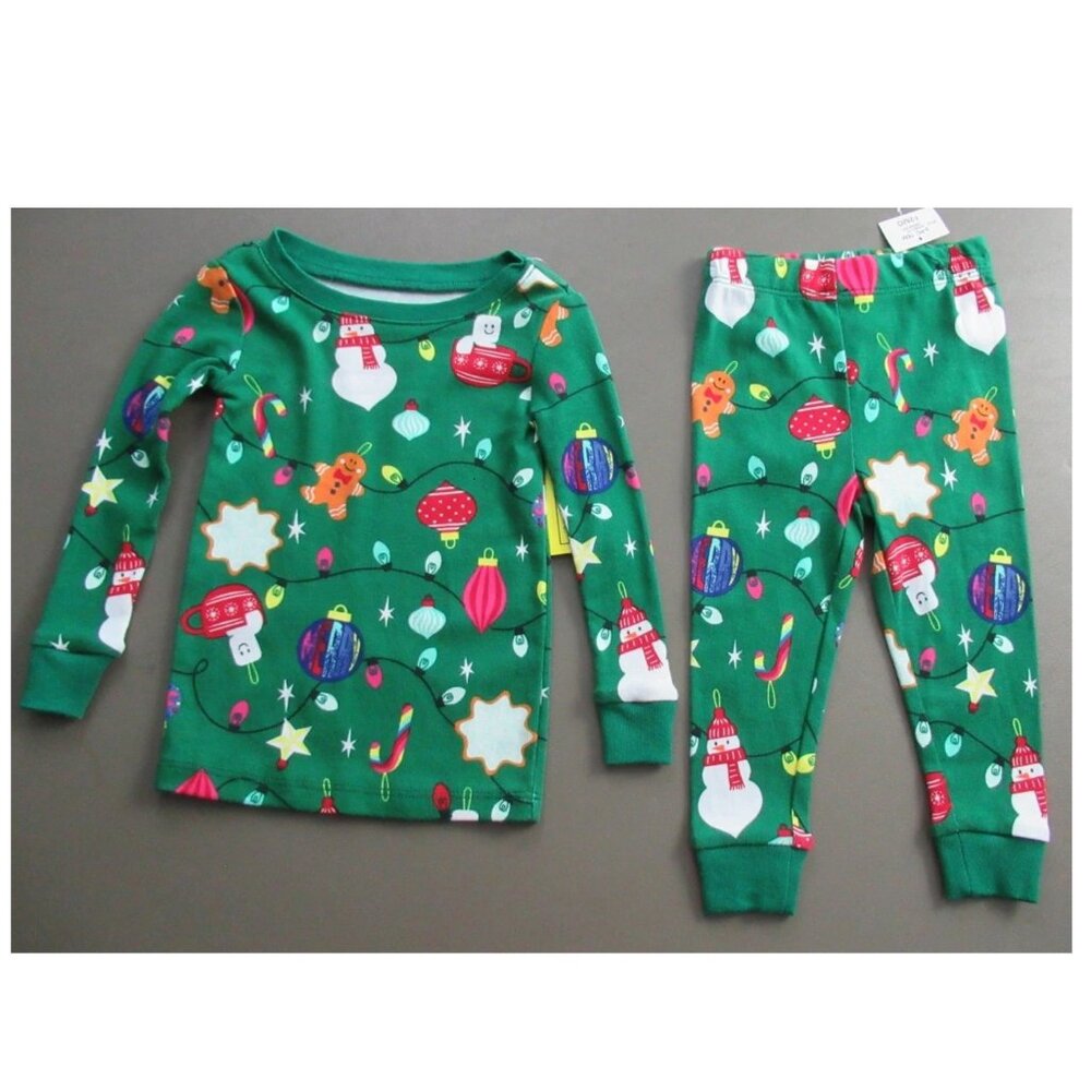 NWT Holiday Lane Baby Boys Girls 2-Piece Pajama Set, Green Christmas, 12 Months